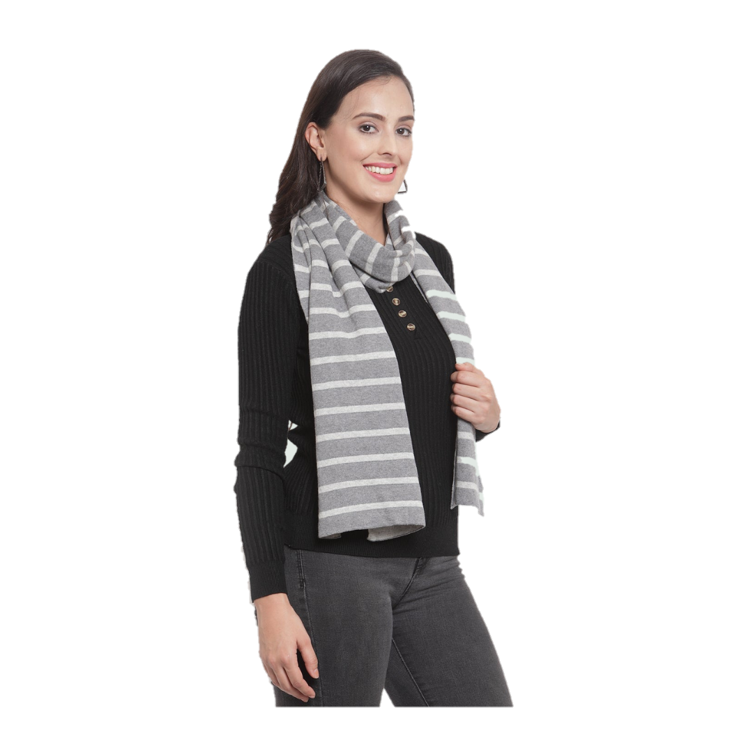 Mufflers & Neck Warmer | Grey & White  |  Zebra Striped Design   | 100% Premium  Cotton  | For Women - Mojopanda Organic  Store