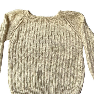 Organic Wool  | Pullover | Ivory  |  Classic Rose | Size- 8-9 years - Mojopanda Organic  Store