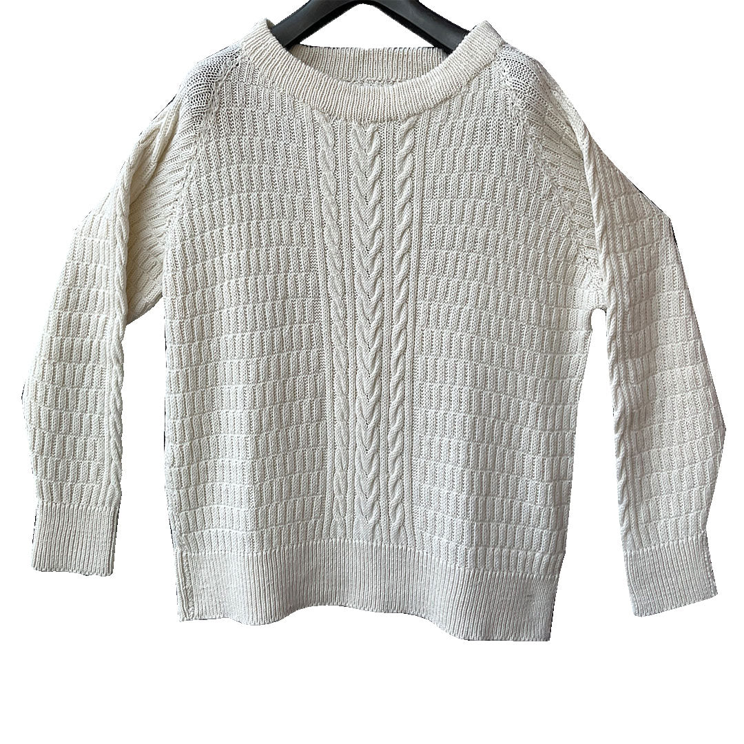 Pullover Round Neck  - Ivory  Color|  For Men  |  100% Organic Wool - Mojopanda Organic  Store