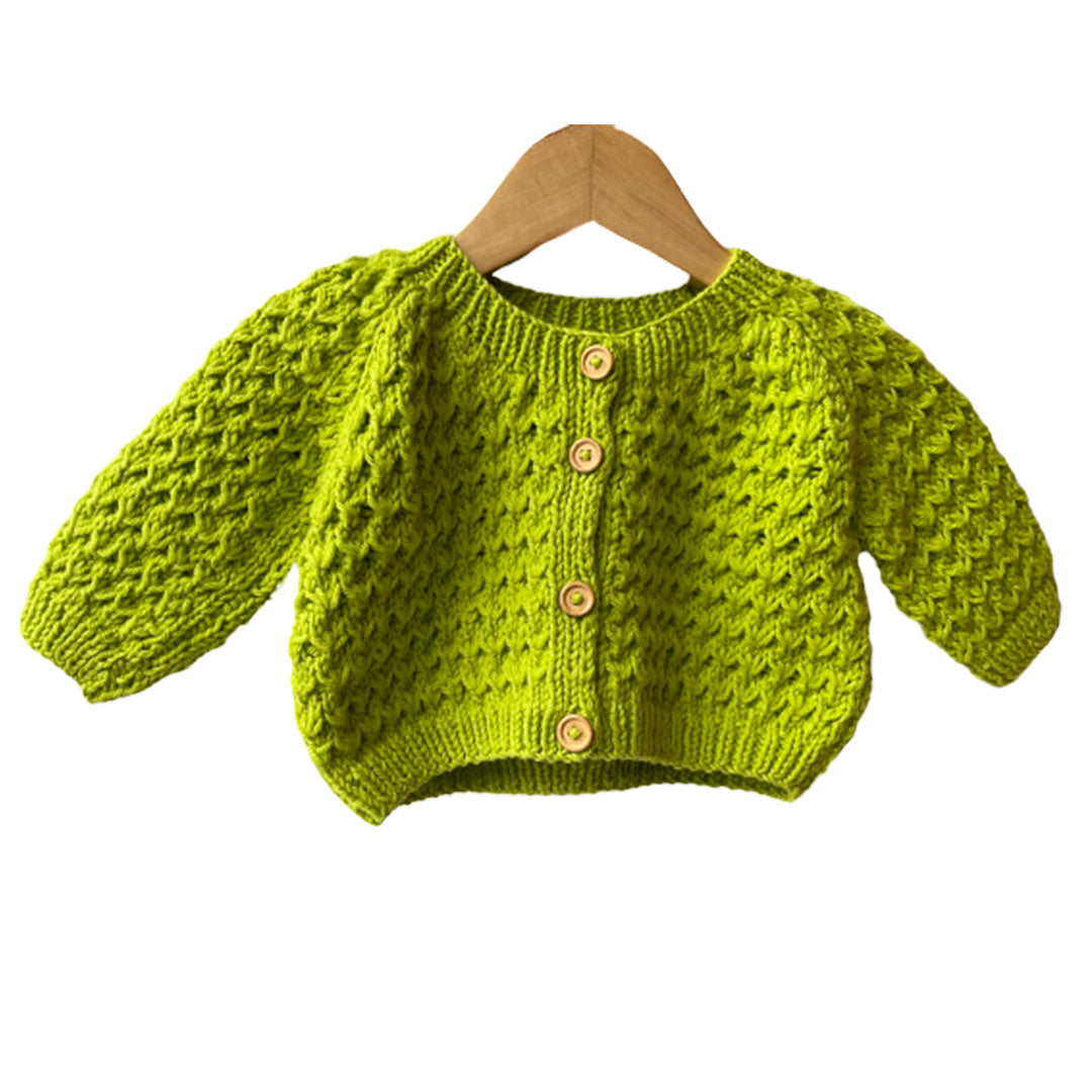 Cardigan Wattle | For Girl & baby Boys  | 100% Organic Wool | Size-1 - 12 month