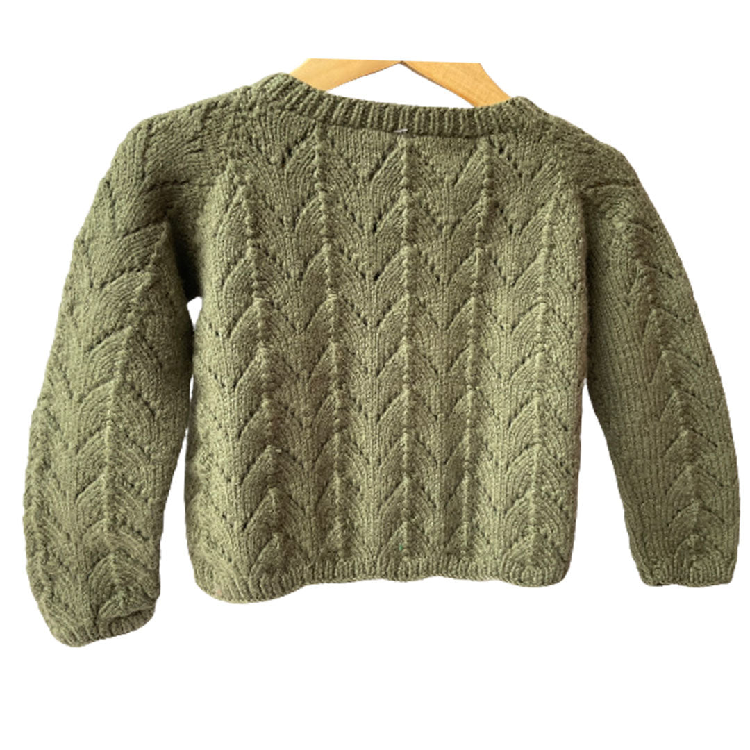 Organic Wool | Cardigan | Olive Green | Size- 18 Month - Mojopanda Organic  Store