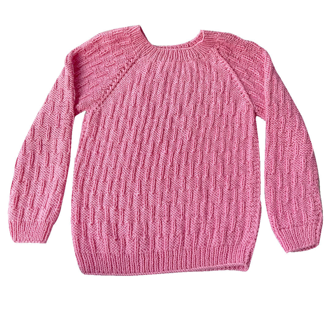 Organic Wool  | Pullover | Ivory  |  Classic Rose | Size- 8-9 years - Mojopanda Organic  Store