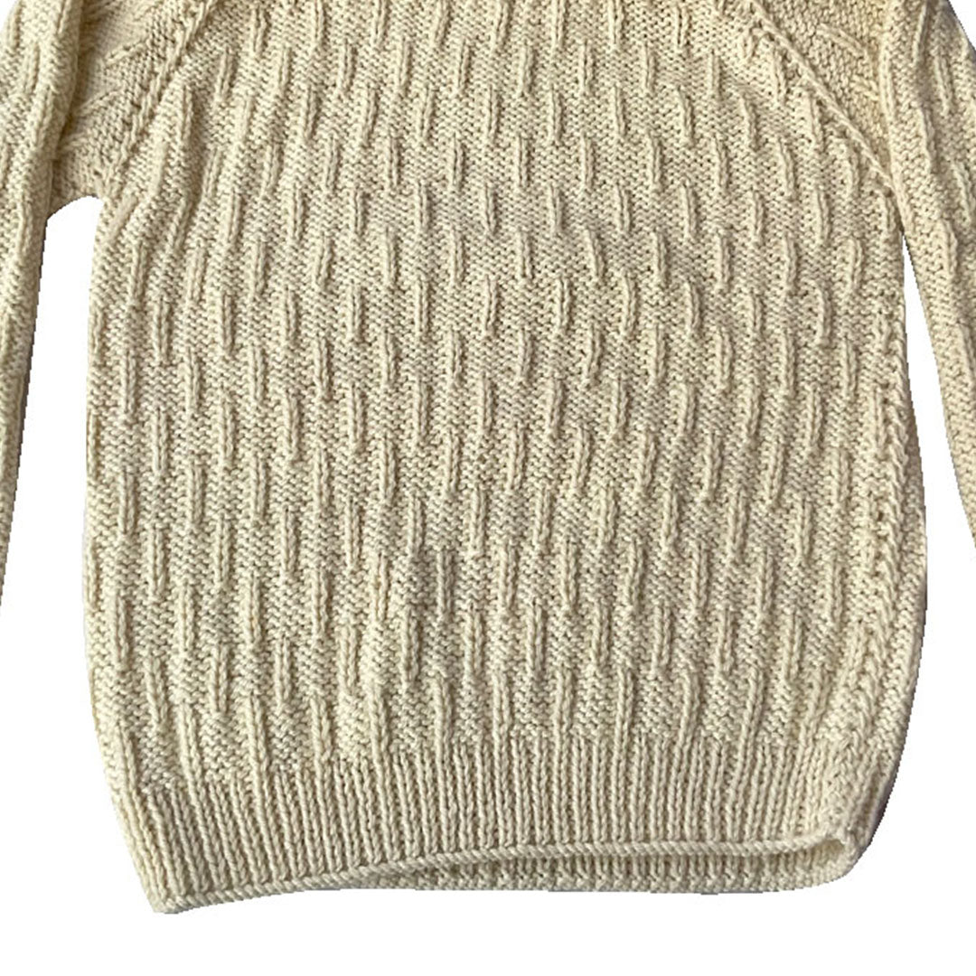 Organic Wool  | Pullover | Ivory  |  Classic Rose | Size- 8-9 years - Mojopanda Organic  Store