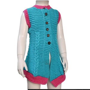 Organic Wool  |  Frock   | Easter Blue &, Pink - Mojopanda Organic  Store