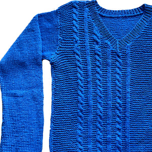 Pullover  V Neck   - Mid Blue   |  For  Men  |  100% Organic Wool - Mojopanda Organic  Store