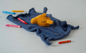 Giraffe Comforter Mustard and Blue Stuffed/Plush/Soft Toy  | 100% Organic cotton - Mojopanda Organic  Store