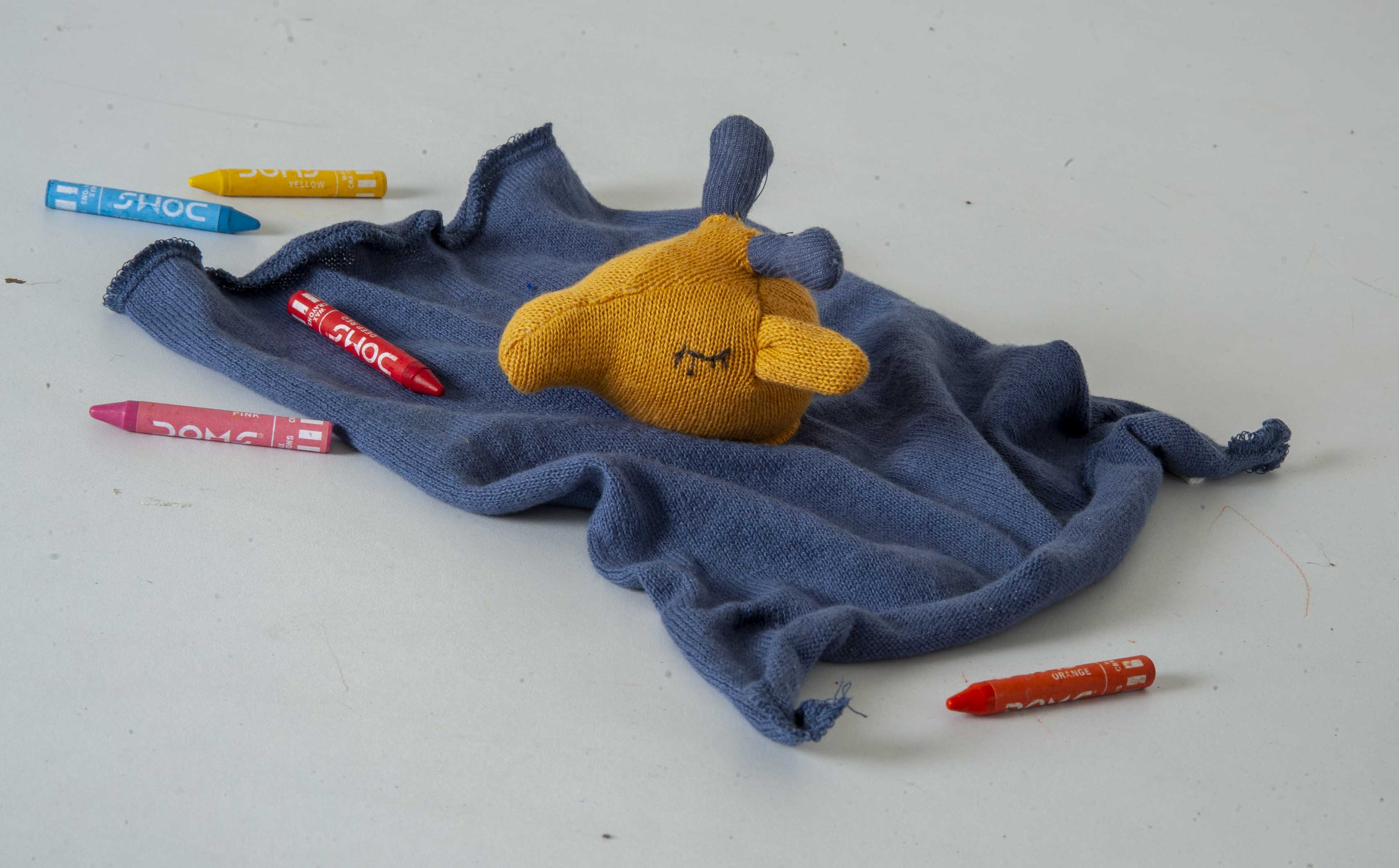 Giraffe Comforter Mustard and Blue Stuffed/Plush/Soft Toy  | 100% Organic cotton - Mojopanda Organic  Store