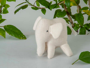Elephant Machine Knitted White Stuffed Baby/Plush/Soft Toy | 100% Premium Cotton - Mojopanda Organic  Store