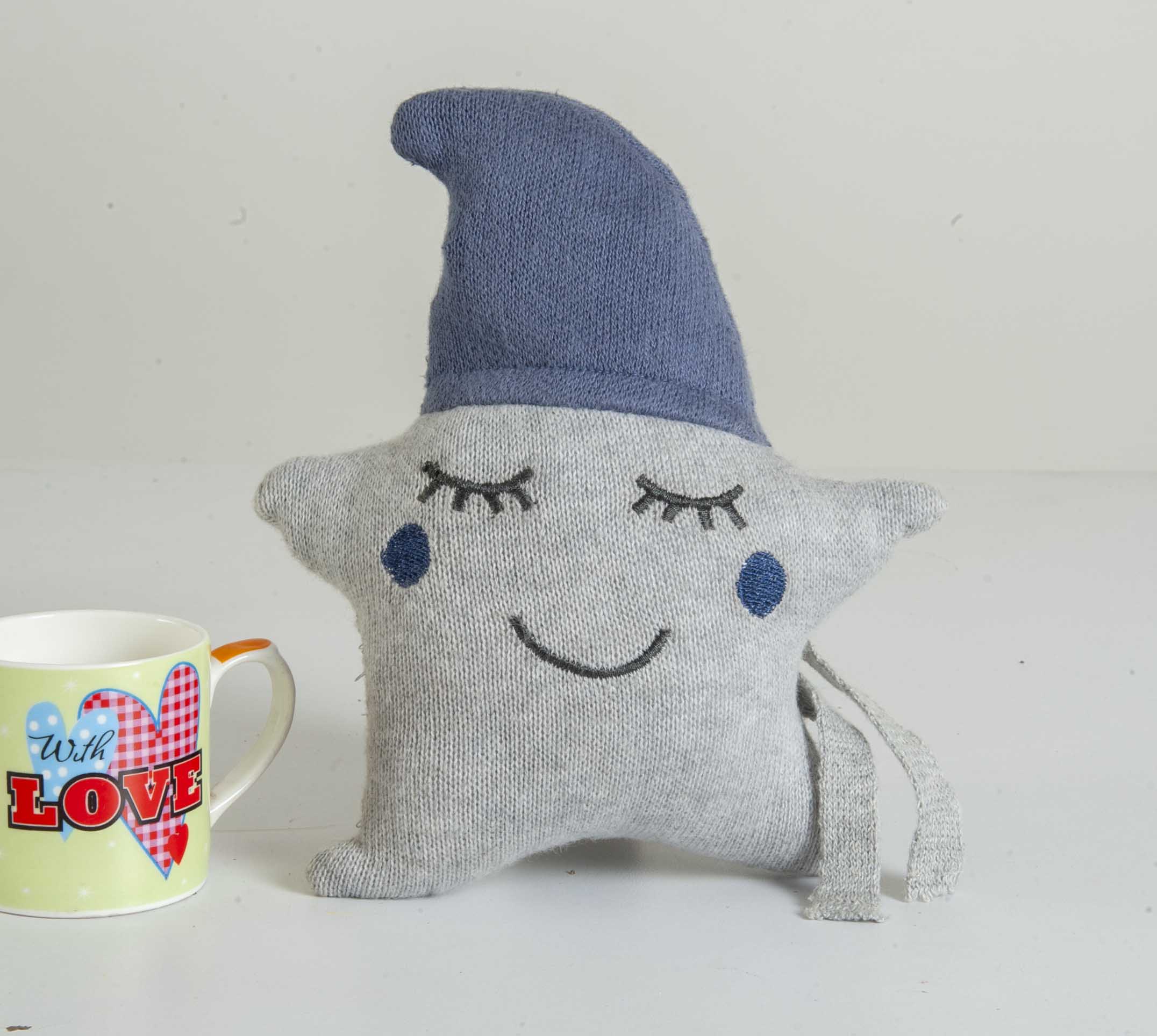 Joker Pillow Grey & Blue Knitted Stuffed/Plush/Soft Toy | 100% Premium Cotton - Mojopanda Organic  Store