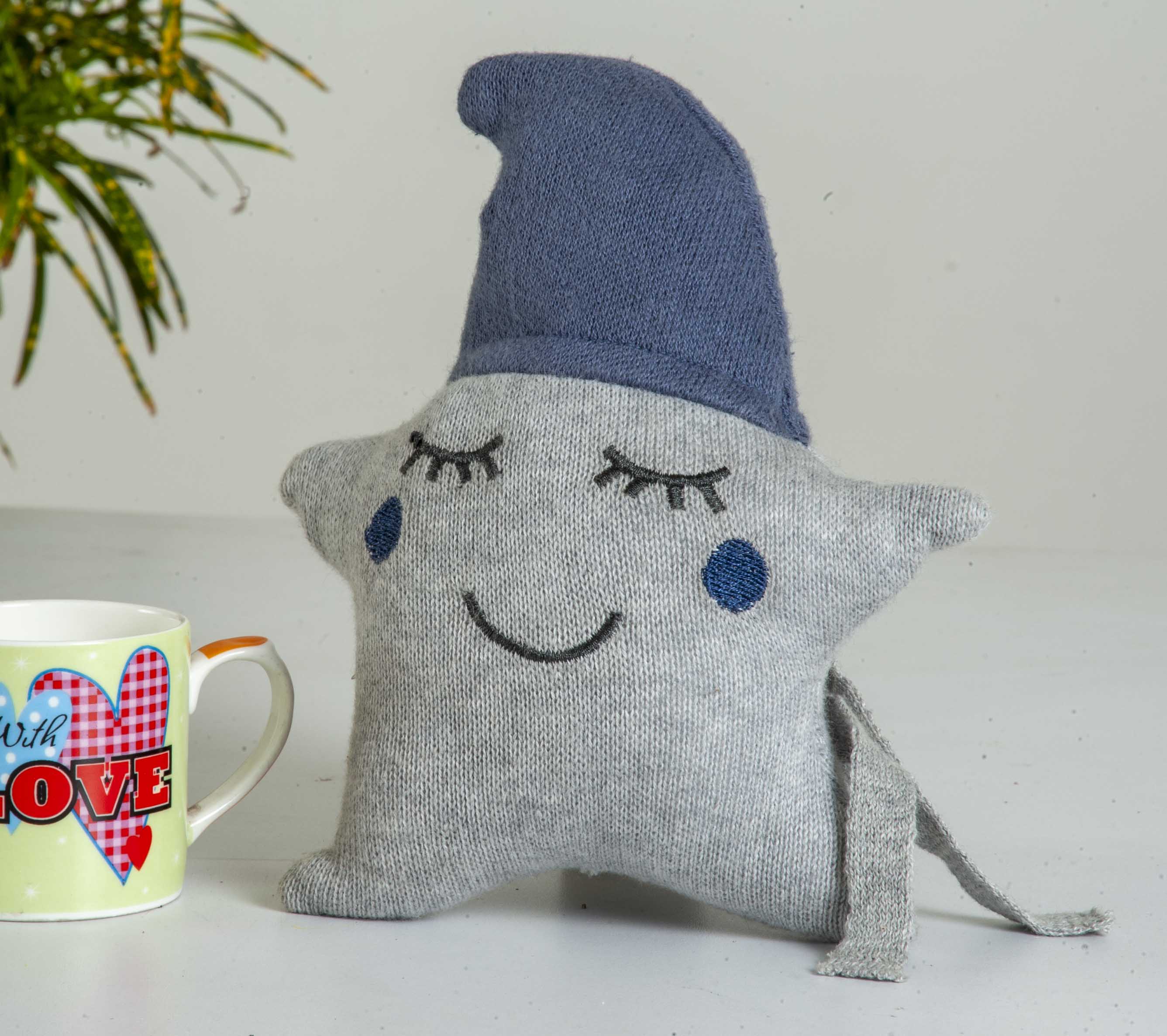 Joker Pillow Grey & Blue Knitted Stuffed/Plush/Soft Toy | 100% Premium Cotton - Mojopanda Organic  Store