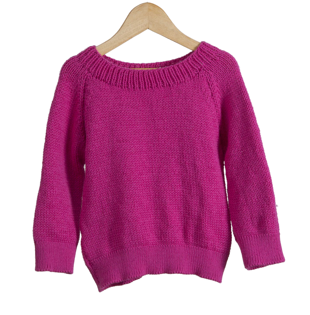 Organic Wool  |  Pullover  |  Fuchsia Fedora | Size- 5 years - Mojopanda Organic  Store