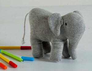 Elephant Machine Knitted Grey Stuffed Baby/Plush/Soft Toy | 100% Premium Cotton - Mojopanda Organic  Store