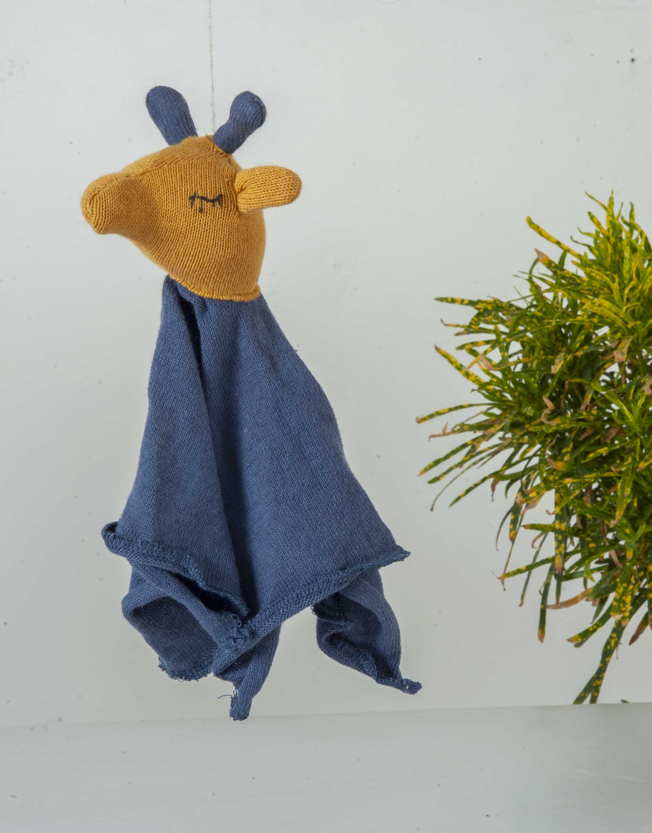 Giraffe Comforter Mustard and Blue Stuffed/Plush/Soft Toy  | 100% Organic cotton - Mojopanda Organic  Store