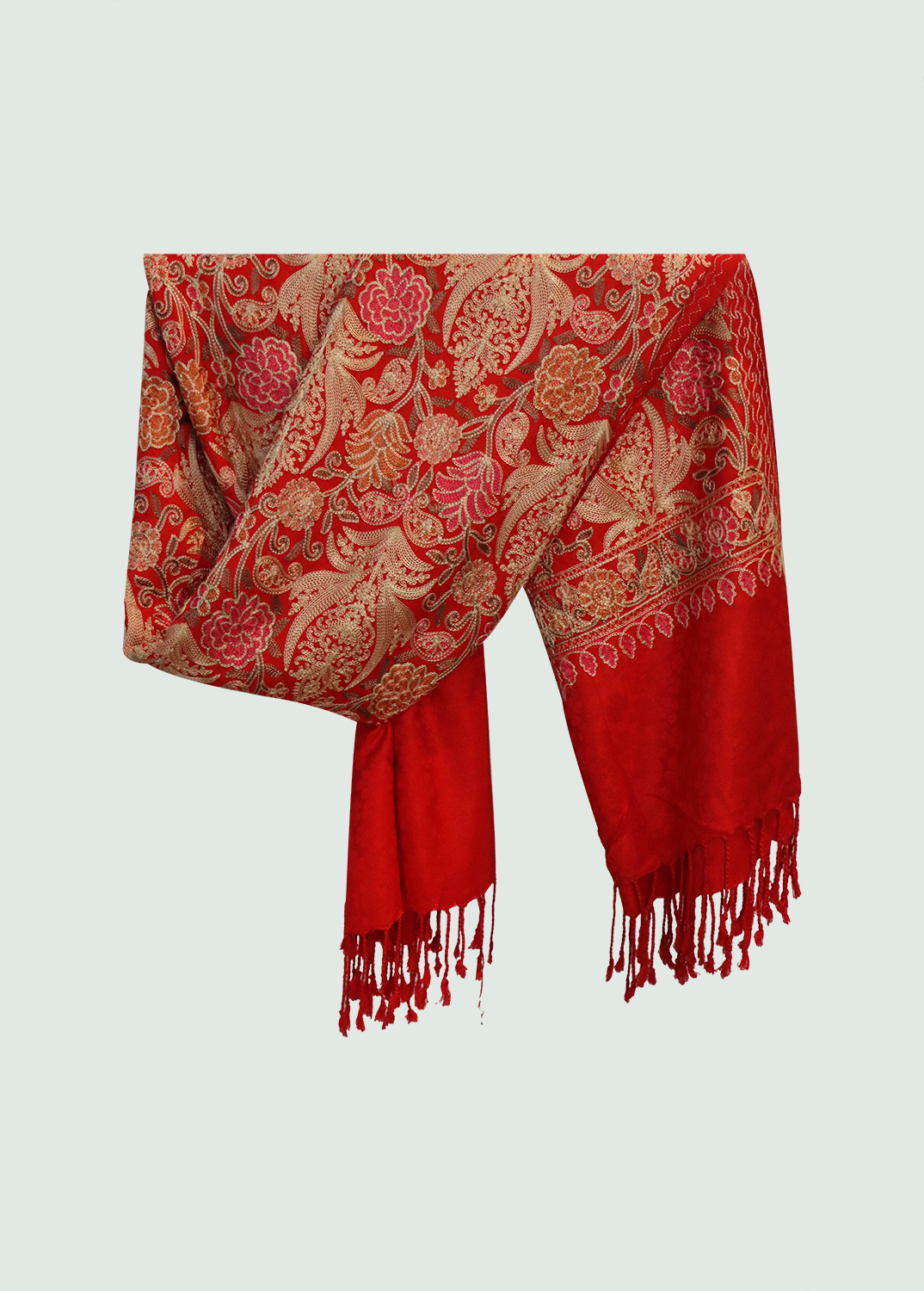 Odhni  Floral Motif - Embroidered -  Multi color  | Stoles & Shawls - Mojopanda Organic  Store