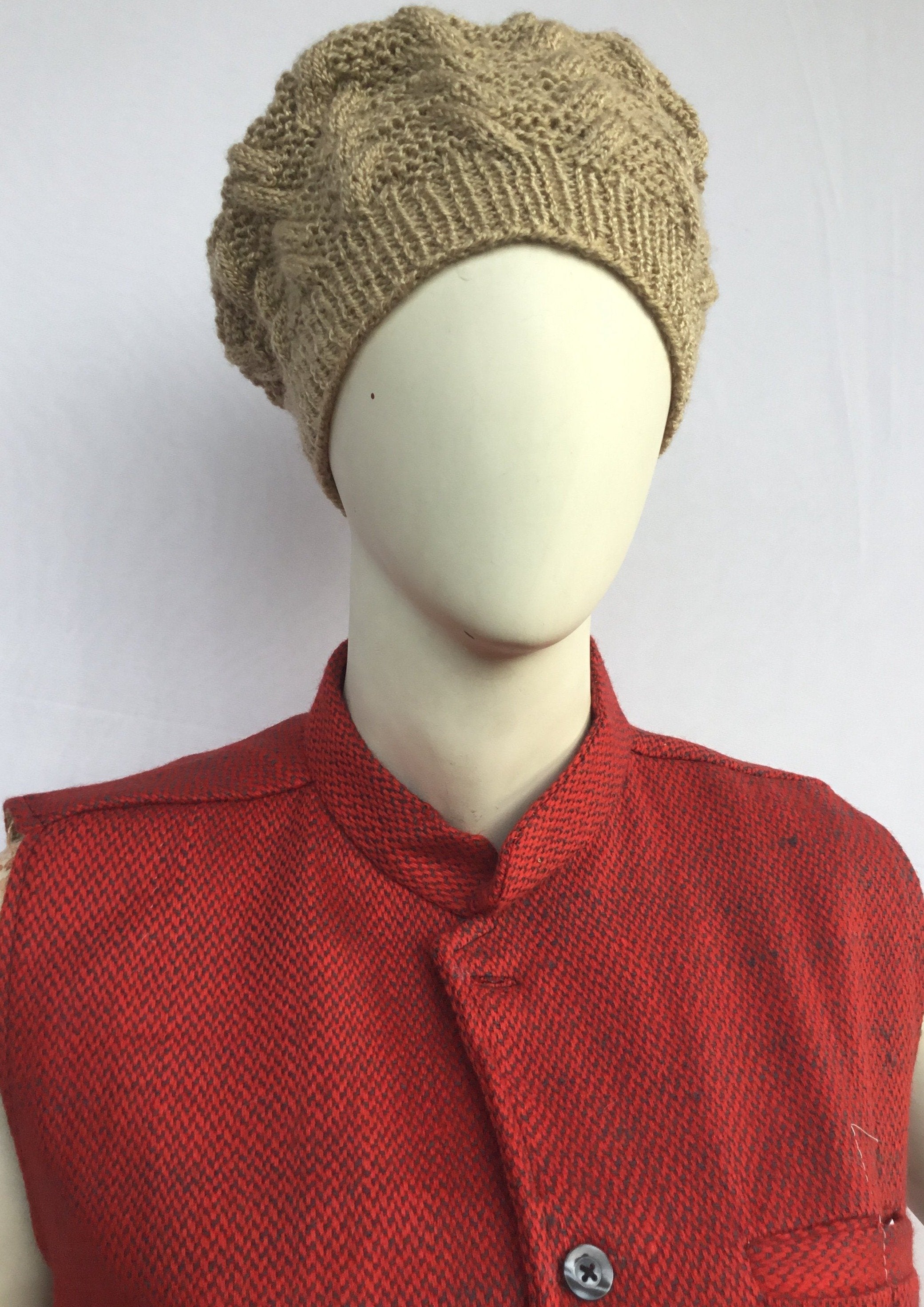 Woollen  Nehru Jacket - Half Sleeve - Red & Grey | 100% Wool - Mojopanda Organic  Store