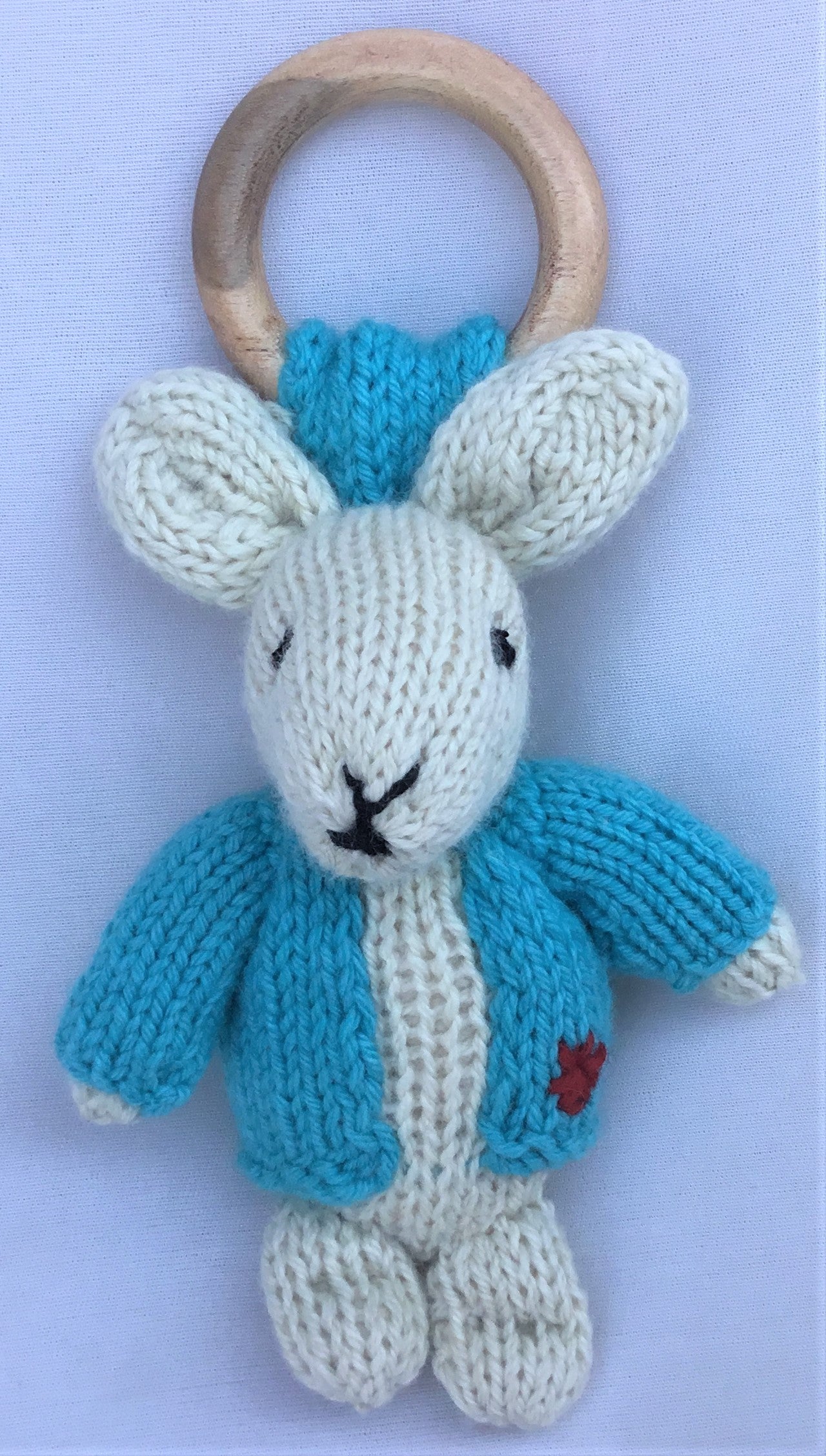 Rabbit Ring Rattler | Hand Knit | Stuffed/Plush/Soft Toy | 100% Organic | Health-Pro - Mojopanda Organic  Store